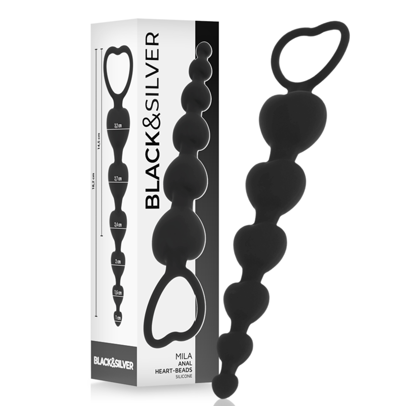 BLACK&SILVER - ANAL HEARTS CHAIN MILA 18 CM