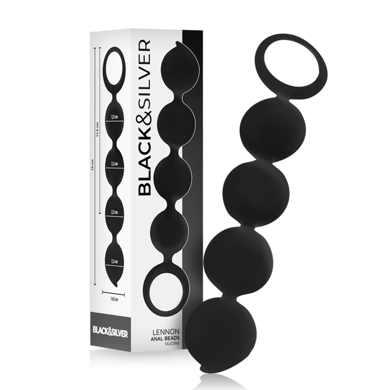 BLACK&SILVER - ANAL ROSARY LENNON 4 SILICONE BEADS 15 CM