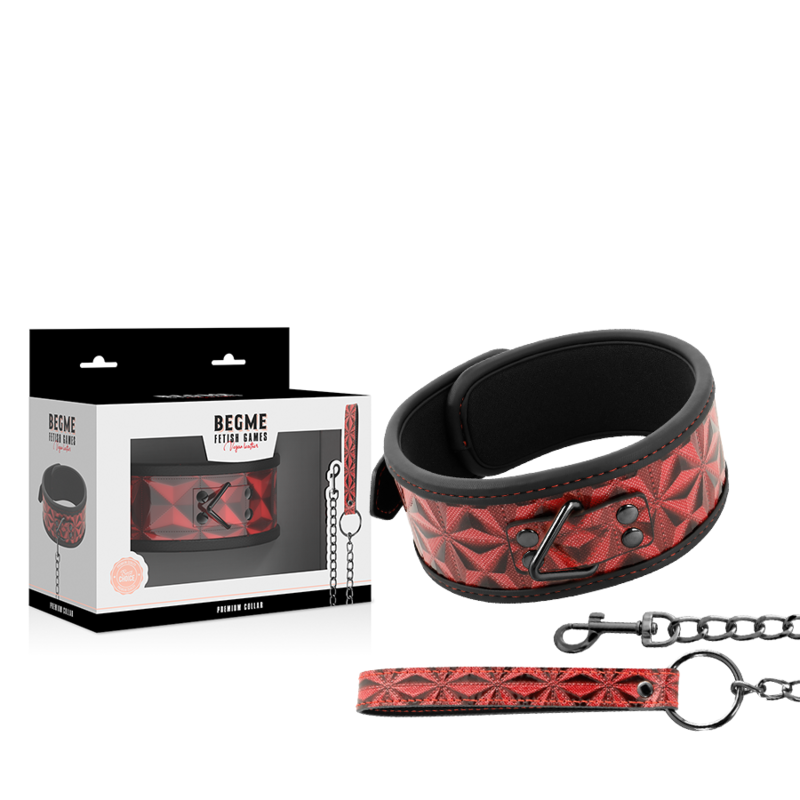 BEGME - COLLARE IN PELLE VEGANA PREMIUM EDIZIONE ROSSA CON FODERA IN NEOPRENE