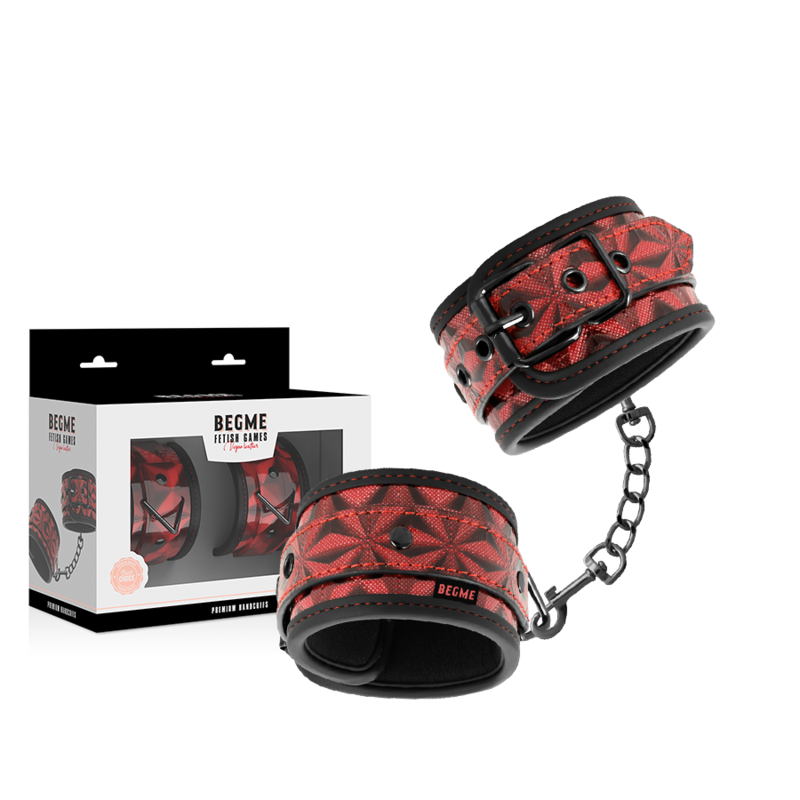 BEGME - PREMIUM RED HANDCUFFS WITH NEOPRENE LINING
