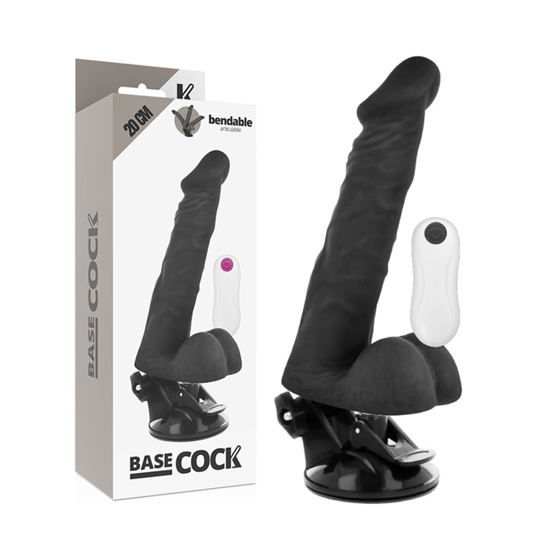 BASECOCK - VIBRATORE ARTICOLATO TELECOMANDATO NERO 20 CM -O- 4,5 CM