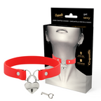 COQUETTE CHIC DESIRE - COLLIER EN CUIR VEGAN ROUGE AVEC ACCESSOIRE COEUR AVEC CLÉ