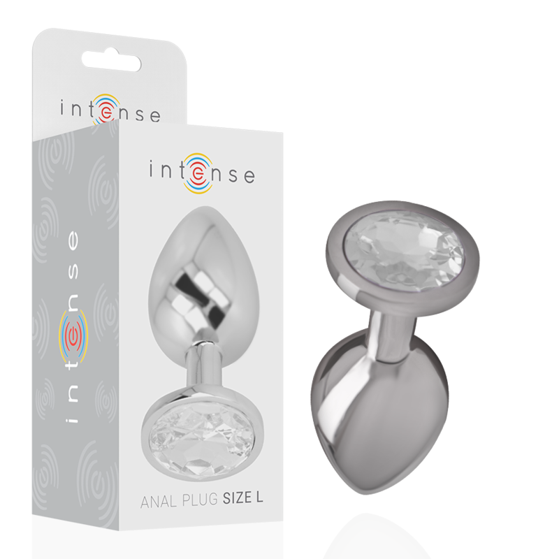 INTENSE - ANAL PLUG IN ALLUMINIO CON CRISTALLO ARGENTO TAGLIA L