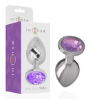 INTENSE - PLUG ANAL DE METAL ALUMINIO CON CRISTAL VIOLETA TAMAÑO S