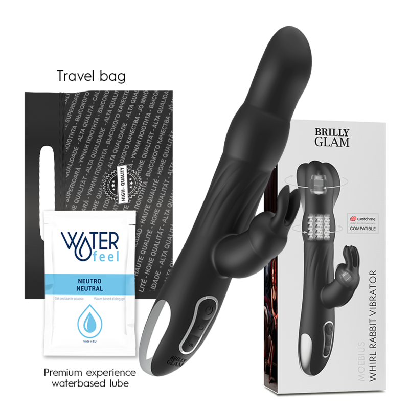 BRILLY GLAM - MOEBIUS VIBRATORE RABBIT E ROTANTE + TELECOMANDO WATCHME