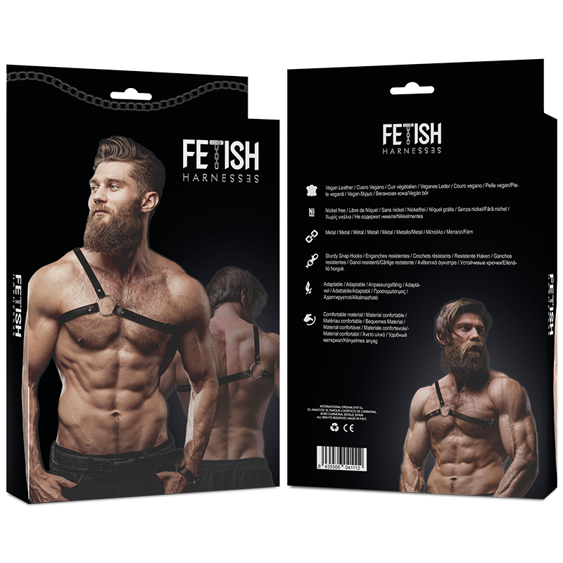 FETISH SUBMISSIVE - HARNAIS EN CUIR ÉCOLOGIQUE POUR HOMMES ÉPAULES CROISÉES ATTITUDE