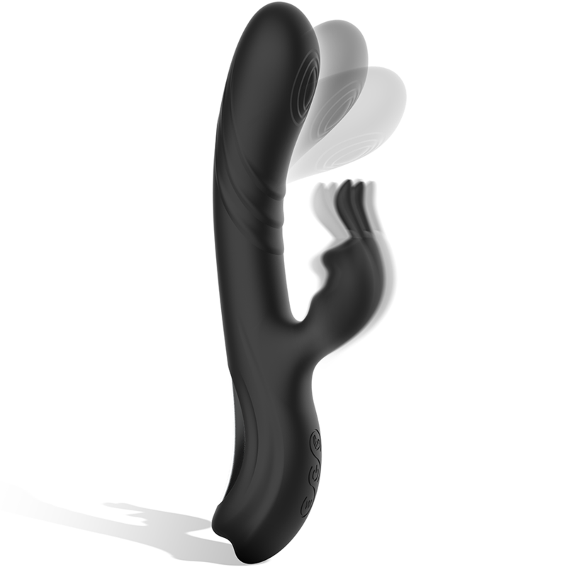 BLACK&SILVER - RECHARGEABLE BLACK JAMIE RABBIT SILICONE STIMULATOR