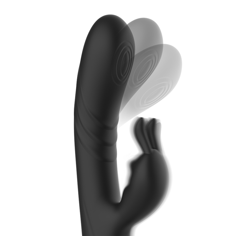 BLACK&SILVER - RECHARGEABLE BLACK JAMIE RABBIT SILICONE STIMULATOR