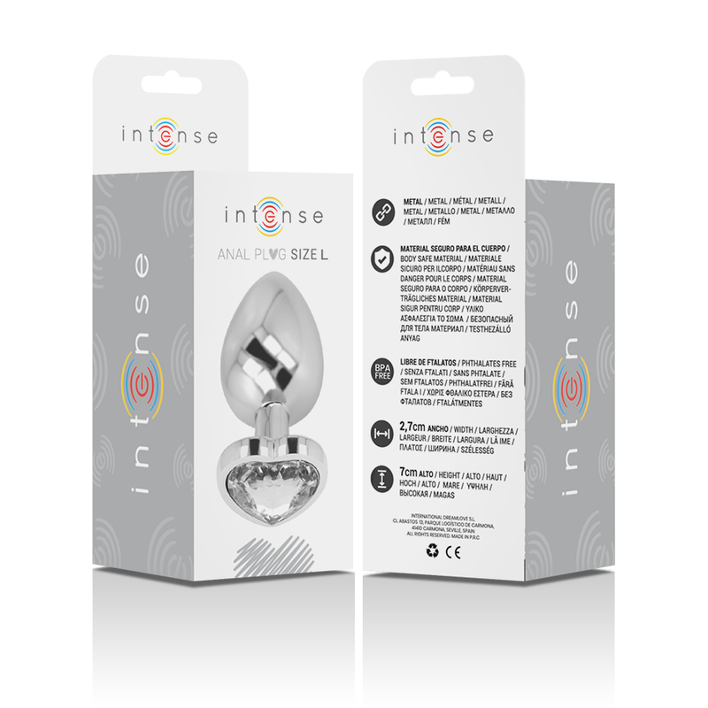 INTENSE - ALUMINUM METAL ANAL PLUG WHITE HEART SIZE L