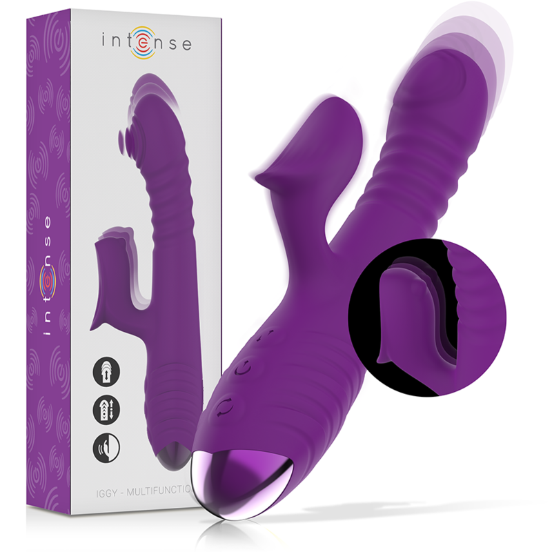 INTENSE - VIBRADOR RECARGABLE MULTIFUNCIÓN IGGY UP & DOWN CON ESTIMULADOR CLITORAL VIOLETA