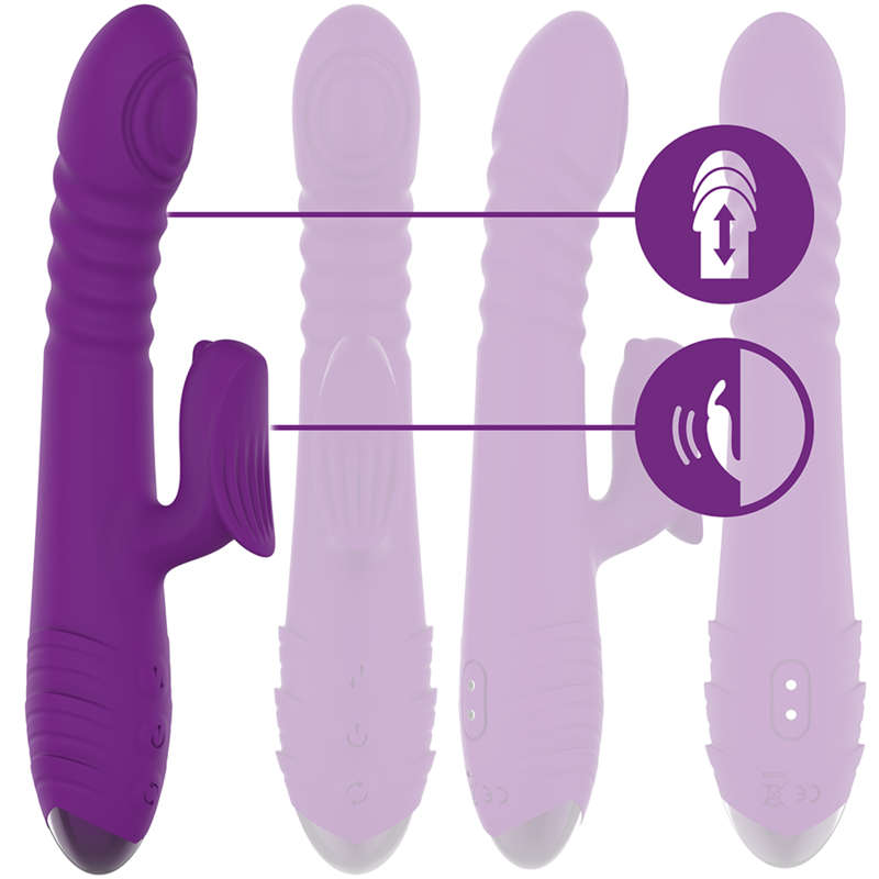 INTENSE - VIBRADOR RECARGABLE MULTIFUNCIÓN IGGY UP & DOWN CON ESTIMULADOR CLITORAL VIOLETA