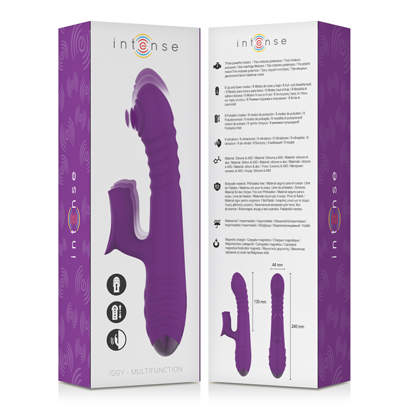 INTENSE - VIBRADOR RECARGABLE MULTIFUNCIÓN IGGY UP & DOWN CON ESTIMULADOR CLITORAL VIOLETA