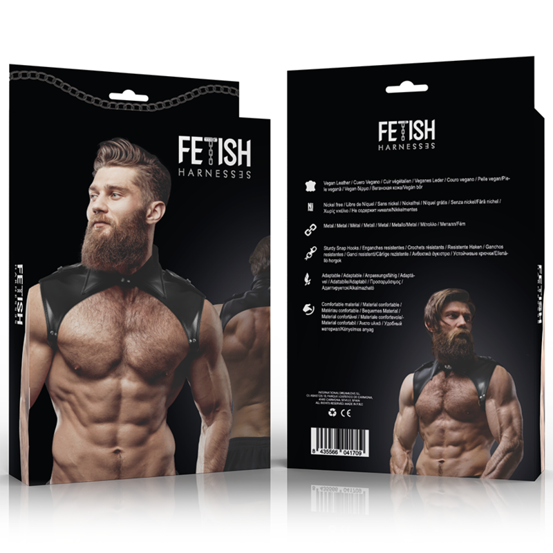 FETISH SUBMISSIVE ATTITUDE - ADJUSTABLE ECO-LEATHER NECK HARNESS FOR MEN BRIGADE