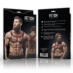 FETISH SUBMISSIVE ATTITUDE - IMBRACATURA DA PETTO BULLDOG IN ECOPELLE PER UOMO NERO/ROSSO
