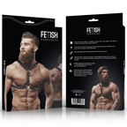 FETISH SUBMISSIVE ATTITUDE - IMBRACATURA PETTORALE IN ECOPELLE CON DOPPIO SUPPORTO E BORCHIE PER UOMO