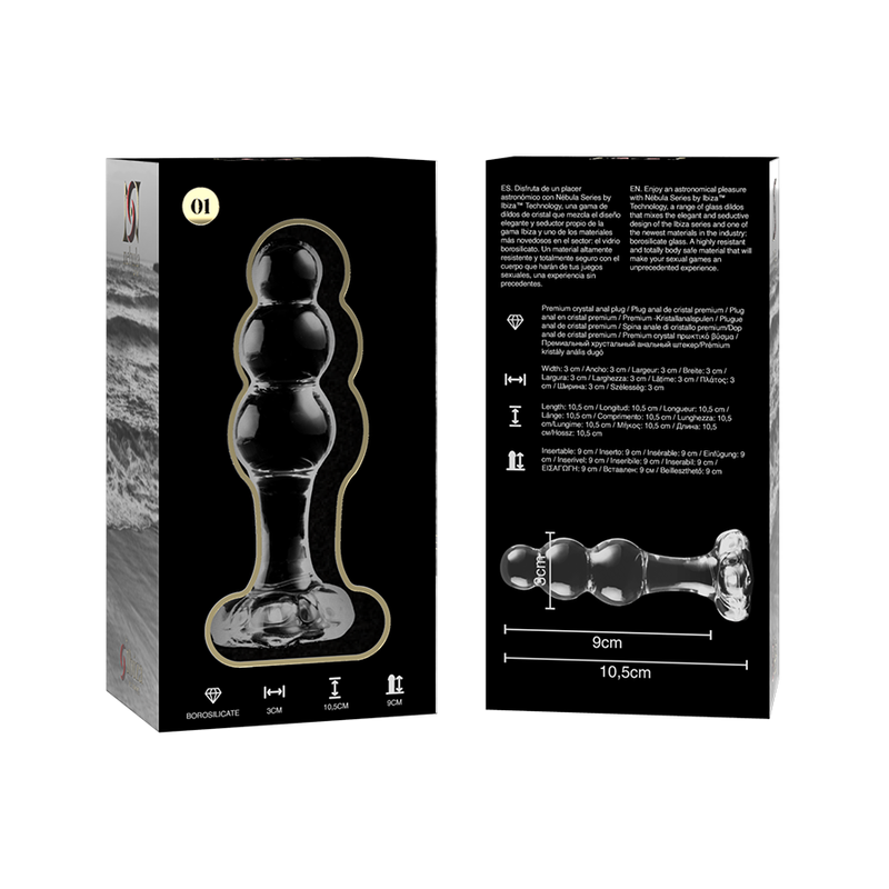NEBULA SERIES BY IBIZA - MODELLO 1 TAPPO IN VETRO BOROSILICATO TRASPARENTE 10,5 CM -O- 3 CM