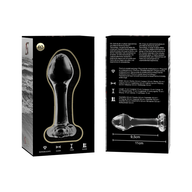 NEBULA SERIES BY IBIZA - ANAL PLUG MODELLO 2 VETRO BOROSILICATO TRASPARENTE 11 CM -O- 3,5 CM