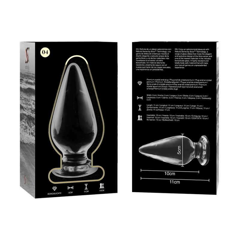NEBULA SERIES BY IBIZA - ANAL PLUG MODEL 4 CLEAR BOROSILICATE GLASS 11 CM -O- 5 CM