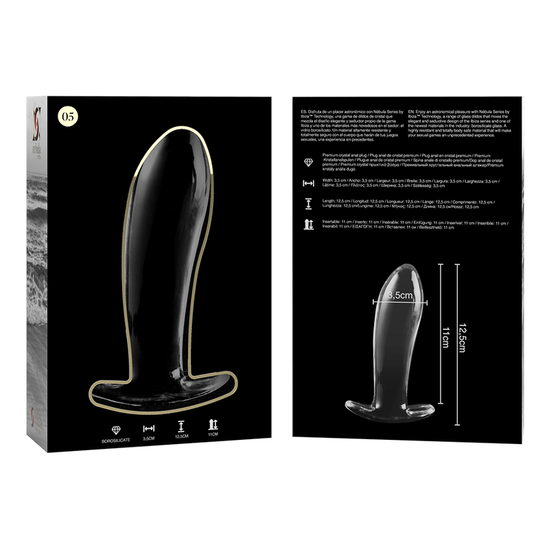 NEBULA SERIES BY IBIZA - ANAL PLUG MODELLO 5 VETRO BOROSILICATO TRASPARENTE 12,5 CM -Ø- 3,5 CM