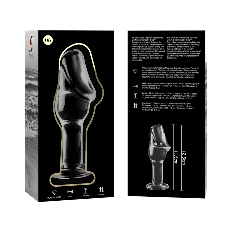NEBULA SERIES BY IBIZA - ANAL PLUG MODELLO 6 VETRO BOROSILICATO TRASPARENTE 12,5 CM -Ø- 4 CM