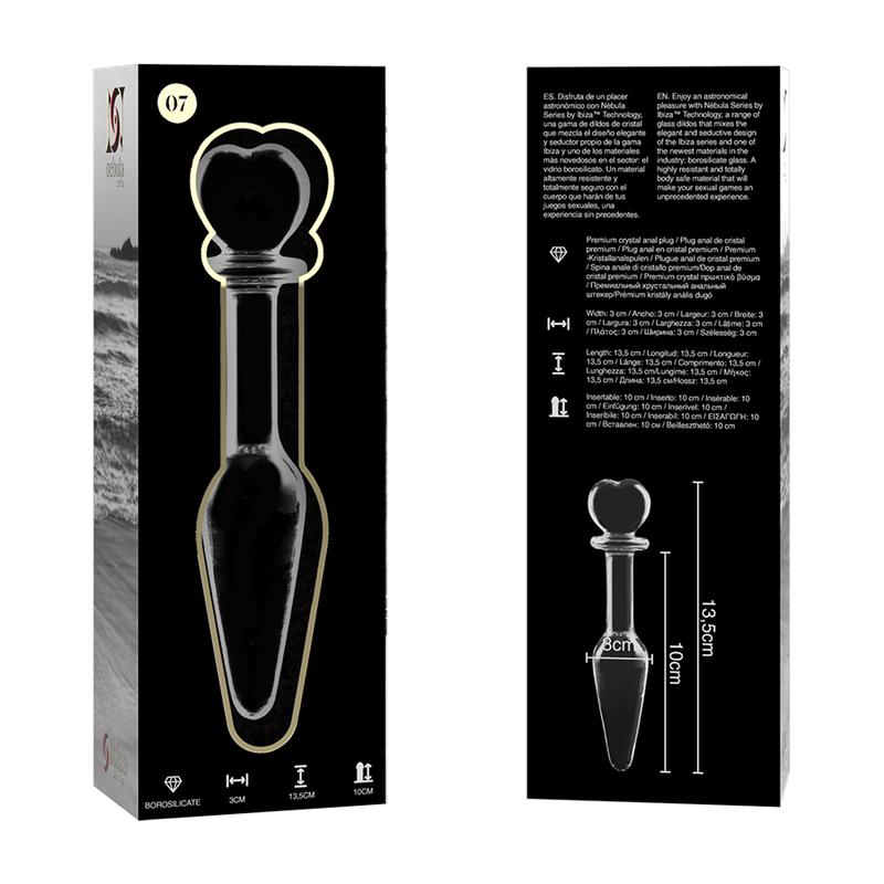 NEBULA SERIES BY IBIZA - ANAL PLUG MODEL 7 CLEAR BOROSILICATE GLASS 13.5 CM -O- 3 CM