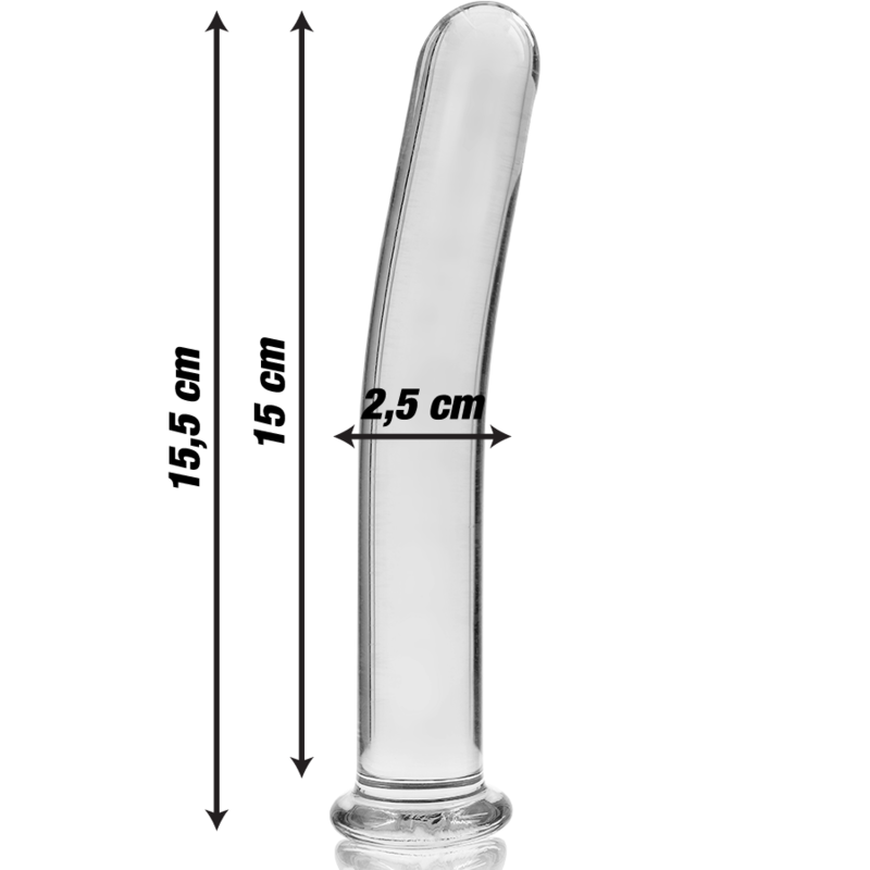 NEBULA SERIES BY IBIZA - MODELLO 9 DILDO IN VETRO BOROSILICATO TRASPARENTE 15,5 CM -O- 2,5 CM