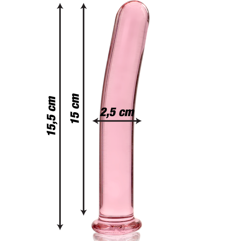 NEBULA SERIES BY IBIZA - MODEL 9 BOROSILICATE GLASS DILDO PINK 15.5 CM -O- 2.5 CM