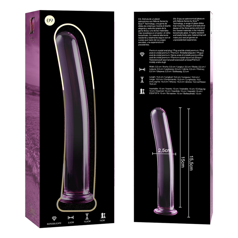 NEBULA SERIES BY IBIZA - MODEL 9 BOROSILICATE GLASS DILDO PINK 15.5 CM -O- 2.5 CM