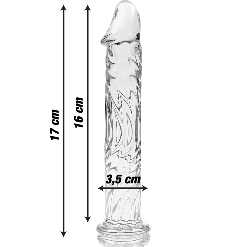 NEBULA SERIES BY IBIZA - MODELLO 12 DILDO IN VETRO BOROSILICATO TRASPARENTE 17 CM -O- 3,5 CM