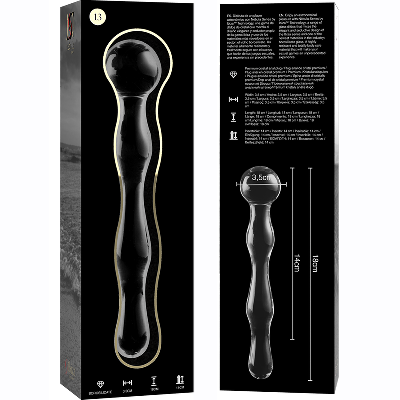 NEBULA SERIES BY IBIZA - MODEL 13 BOROSILICATE GLASS DILDO 18 CM -O- 3.5 CM