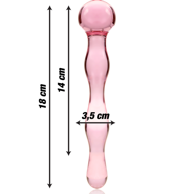 NEBULA SERIES BY IBIZA - MODELLO 13 DILDO IN VETRO BOROSILICATO ROSA 18 CM -Ø- 3,5 CM