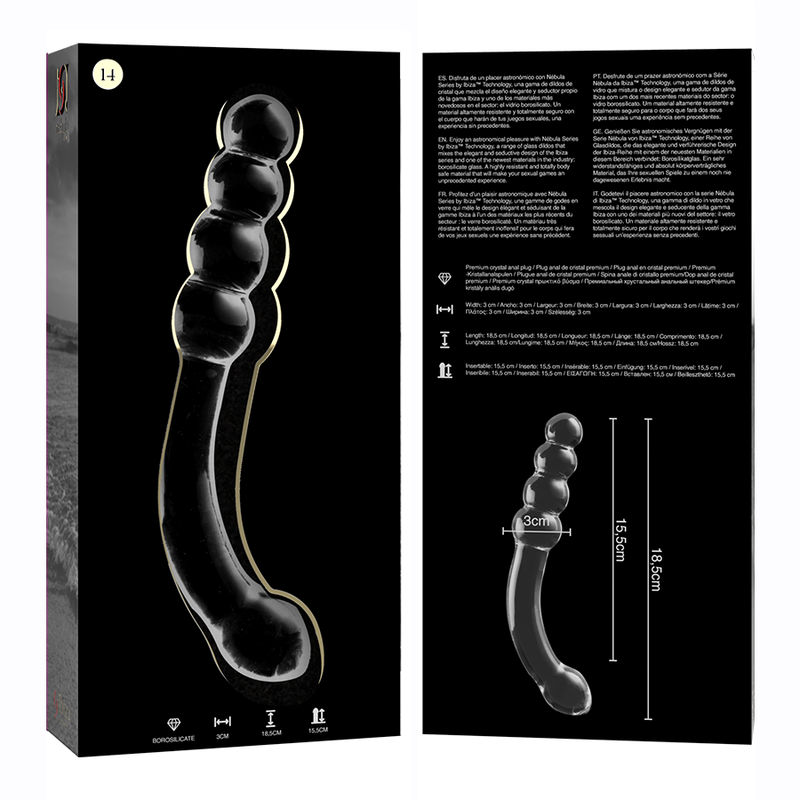 NEBULA SERIES BY IBIZA - MODELO 14 CONO DE VIDRIO DE BOROSILICATO TRANSPARENTE 18.5 CM -O- 3 CM