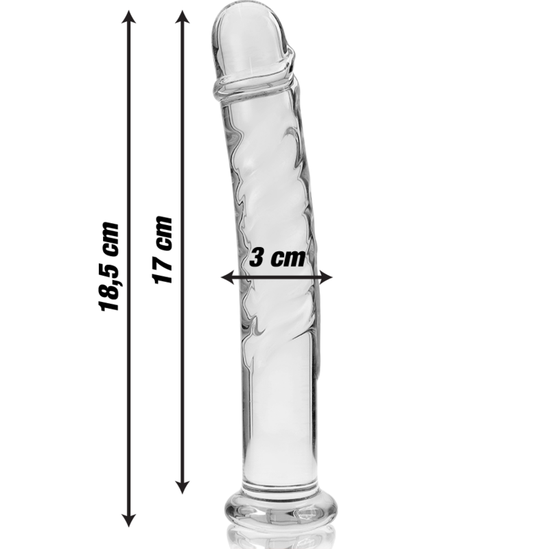 NEBULA SERIES BY IBIZA - MODELO DILDO DE CRISTAL BOROSILICATO TRANSPARENTE 18.5 CM -O- 3 CM
