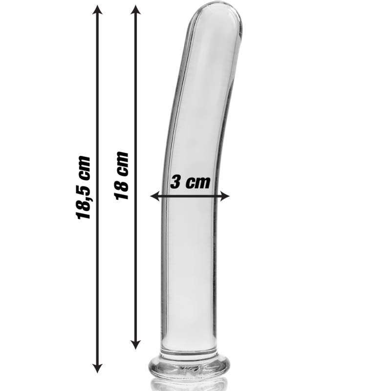NEBULA SERIES BY IBIZA - MODELO 17 DILDO DE CRISTAL DE BOROSILICATO TRANSPARENTE 18.5 CM -O- 3 CM