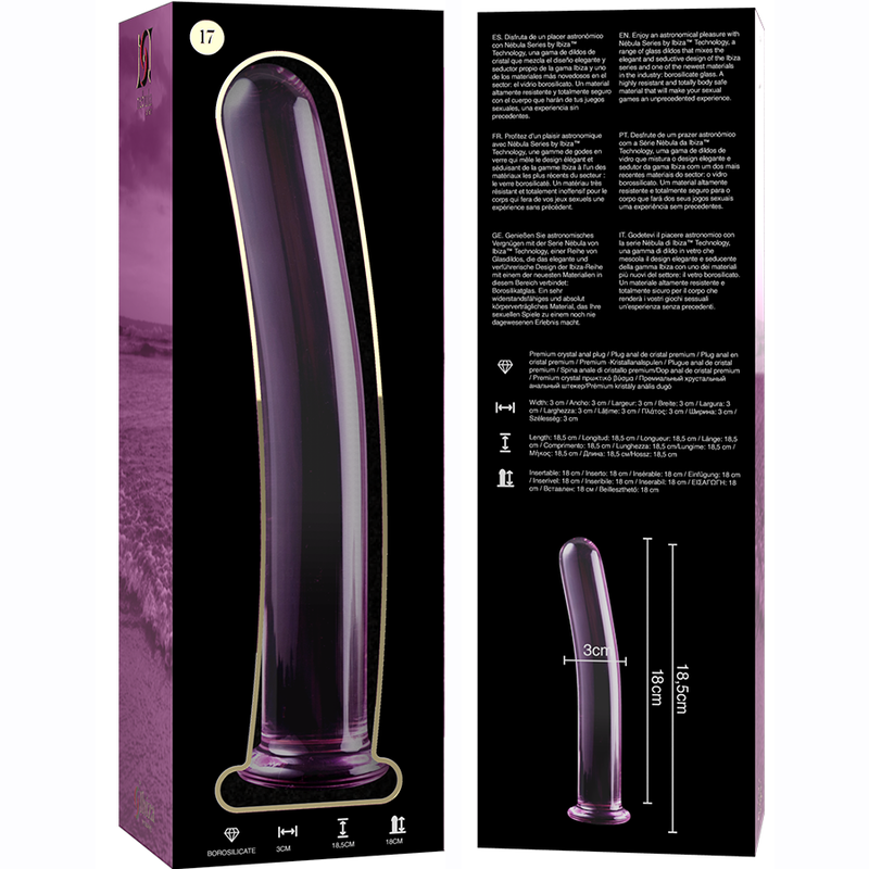 NEBULA SERIES BY IBIZA - MODEL 17 BOROSILICATE GLASS DILDO PINK 18.5 CM -O- 3 CM