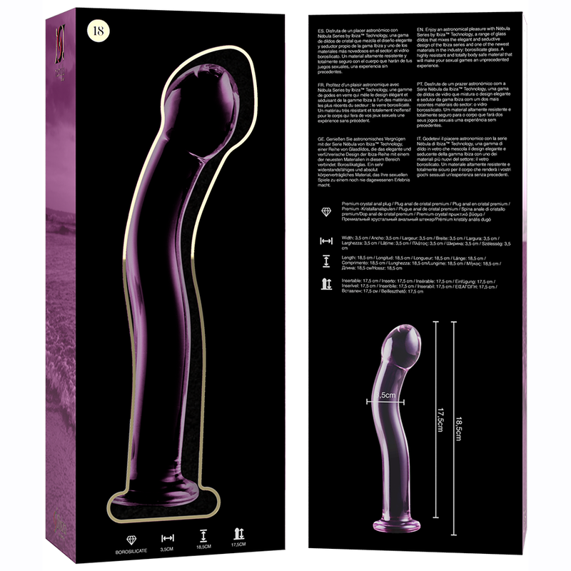 NEBULA SERIES BY IBIZA - MODELO 18 DILDO DE VIDRIO BOROSILICATO ROSA 18.5 CM -Ø- 3.5 CM