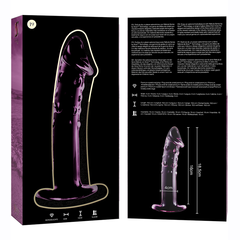 NEBULA SERIES BY IBIZA - BOROSILICATE GLASS DILDO PINK 18.5 CM -O- 4 CM
