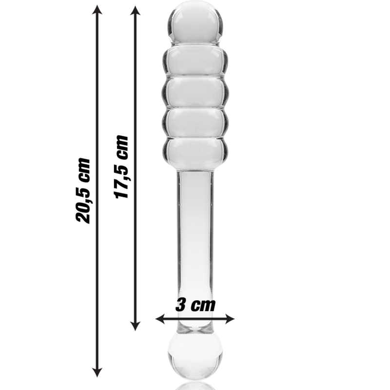 NEBULA SERIES BY IBIZA - MODELO 20 DILDO DE CRISTAL DE BOROSILICATO TRANSPARENTE 20.5 CM -O- 3 CM