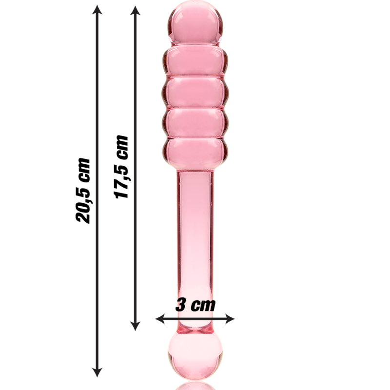 NEBULA SERIES BY IBIZA - MODELO 20 DILDO DE VIDRIO BOROSILICATO ROSA 20.5 CM -Ø- 3 CM