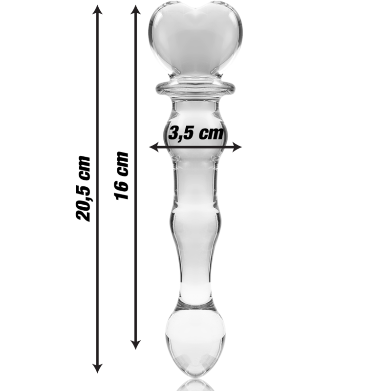 NEBULA SERIES BY IBIZA - MODELO 21 DILDO DE CRISTAL DE BOROSILICATO TRANSPARENTE 20.5 CM -O- 3.5 CM