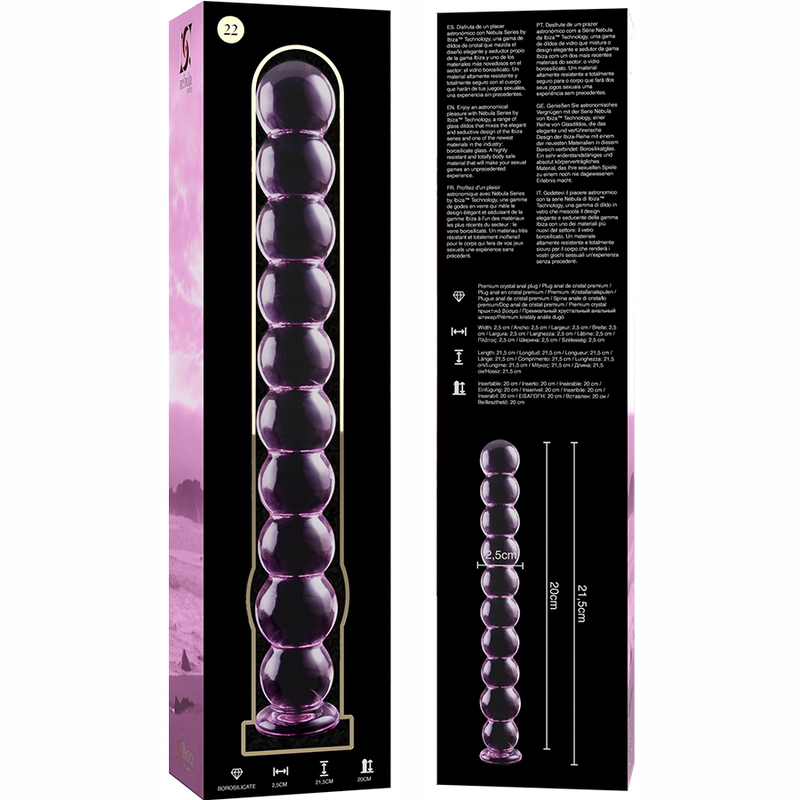 NEBULA SERIES BY IBIZA - MODEL 22 PINK BOROSILICATE GLASS DILDO 21.5 CM -Ø- 2.5 CM