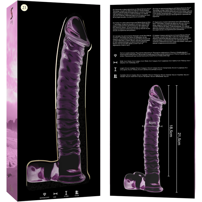 NEBULA SERIES BY IBIZA - MODELLO 23 DILDO IN VETRO BOROSILICATO ROSA 21,5 CM -O- 4 CM