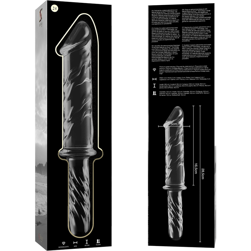 NEBULA SERIES BY IBIZA - MODELO DILDO DE CRISTAL BOROSILICATO TRANSPARENTE 24 28.5 CM -O- 5 CM
