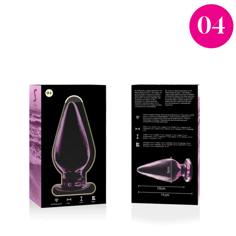NEBULA SERIES BY IBIZA - TAPÓN ANAL MODELO 4 VIDRIO BOROSILICATO ROSA 11 CM -Ø- 5 CM