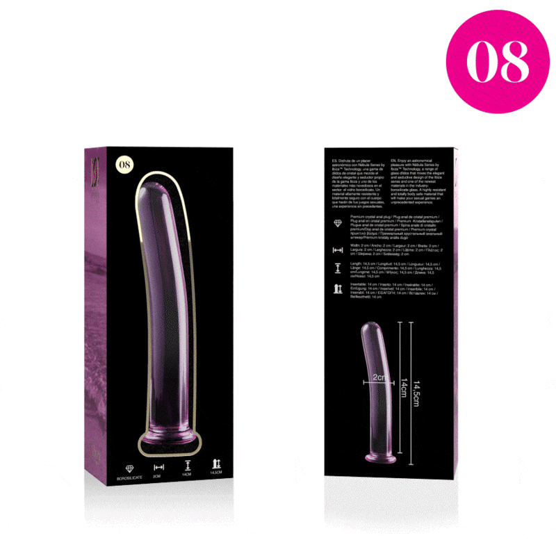 NEBULA SERIES BY IBIZA - MODELLO 8 DILDO IN VETRO BOROSILICATO ROSA 14,5 CM -O- 2 CM