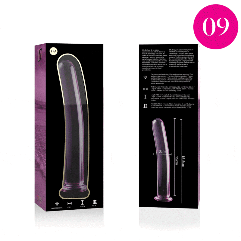 NEBULA SERIES BY IBIZA - MODEL 9 BOROSILICATE GLASS DILDO PINK 15.5 CM -O- 2.5 CM