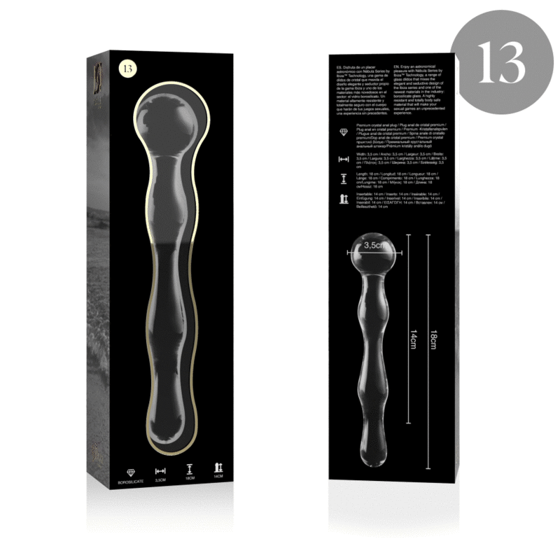 NEBULA SERIES BY IBIZA - MODEL 13 BOROSILICATE GLASS DILDO 18 CM -O- 3.5 CM