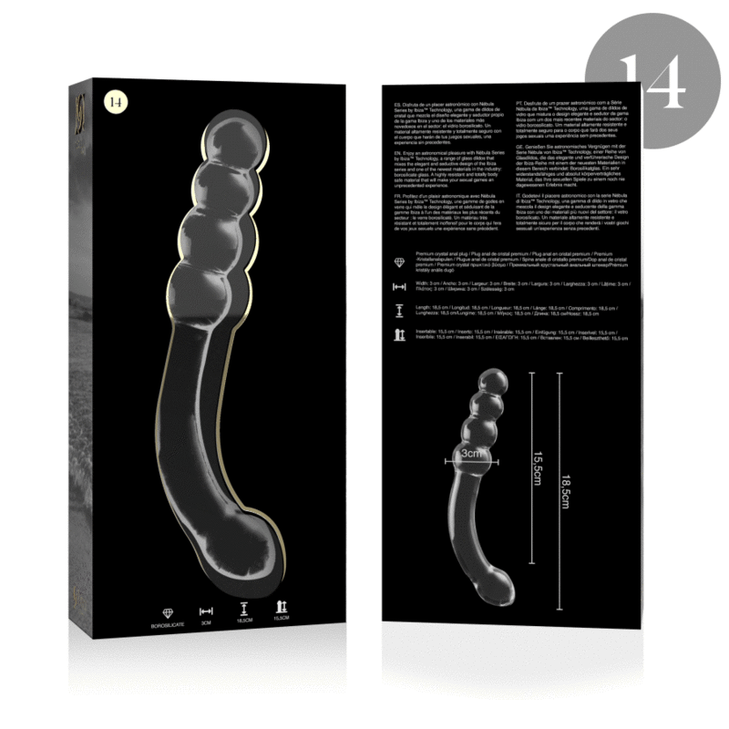 NEBULA SERIES BY IBIZA - MODELO 14 CONO DE VIDRIO DE BOROSILICATO TRANSPARENTE 18.5 CM -O- 3 CM