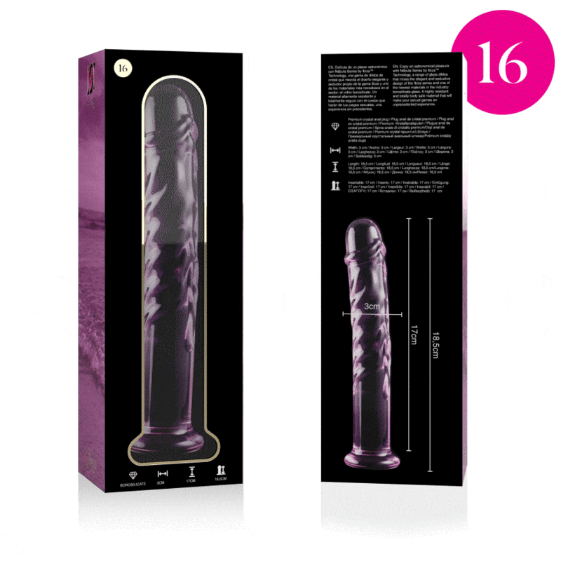 NEBULA SERIES BY IBIZA - MODELLO 16 DILDO IN VETRO BOROSILICATO ROSA 18,5 CM -O- 3 CM