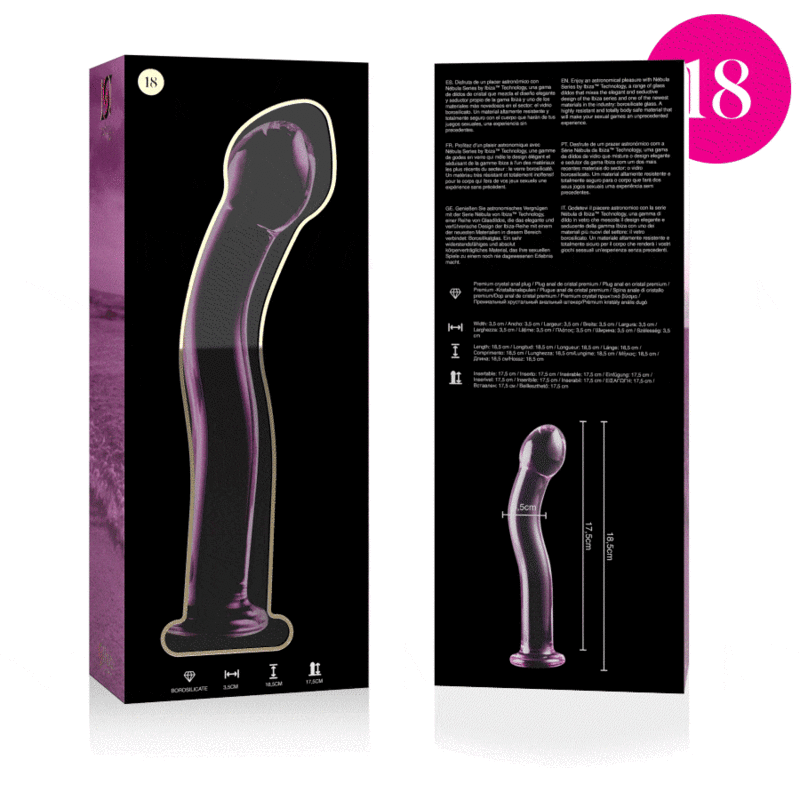 NEBULA SERIES BY IBIZA - MODELO 18 DILDO DE VIDRIO BOROSILICATO ROSA 18.5 CM -Ø- 3.5 CM